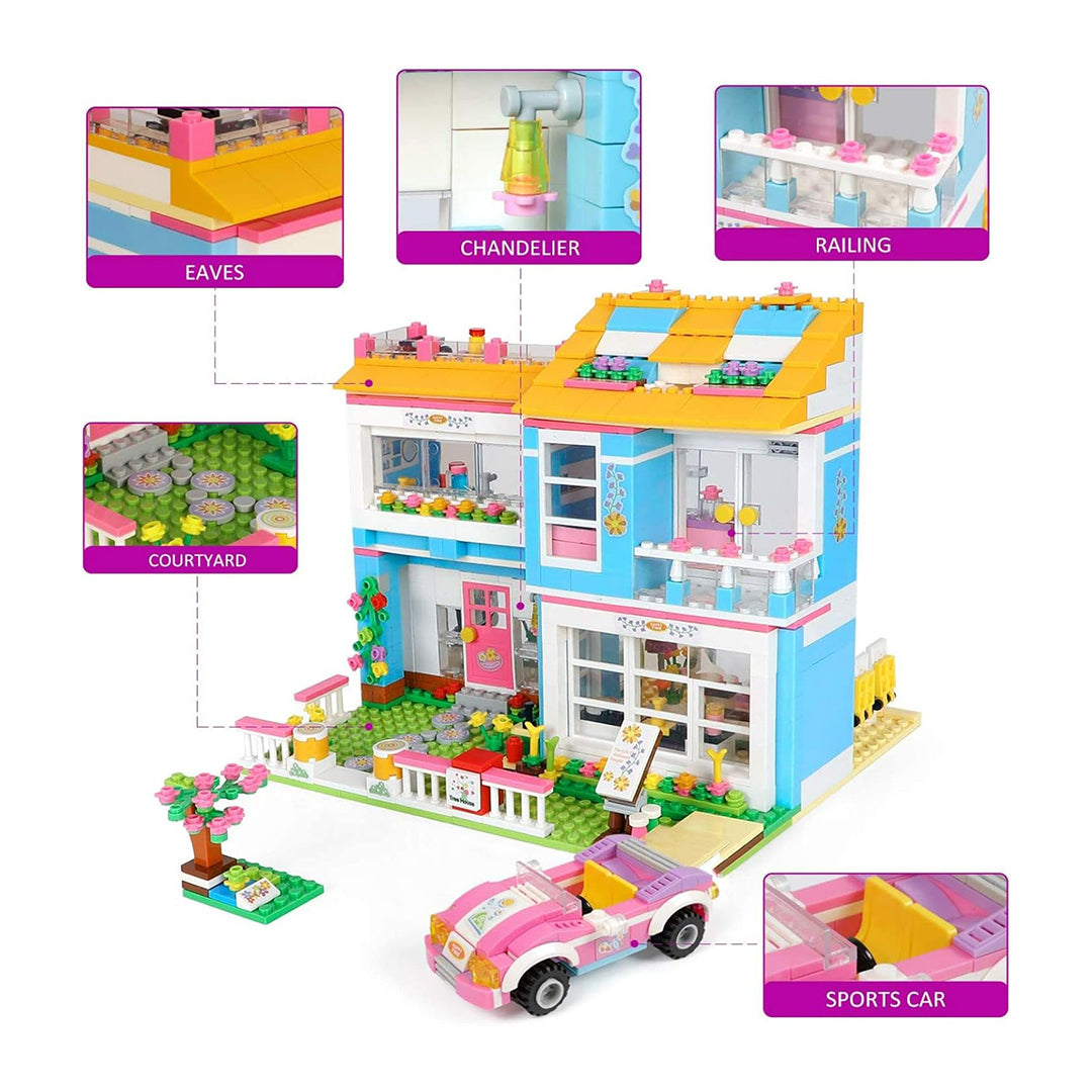 Close-up of the detailed building blocks and accessories