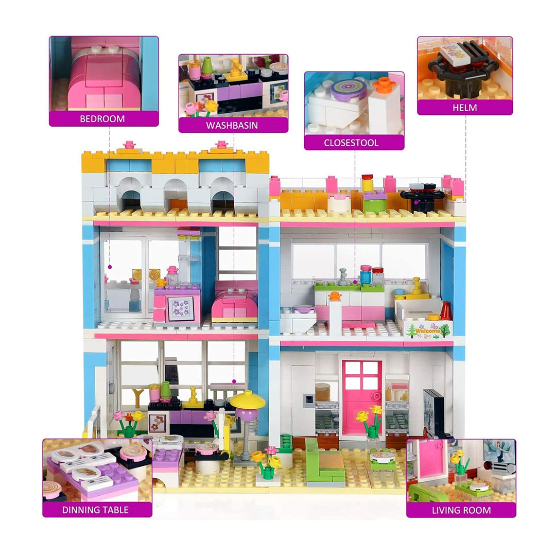 Friends House Building Kit: 1049 PCS Tree House Family Blocks STEM Toy