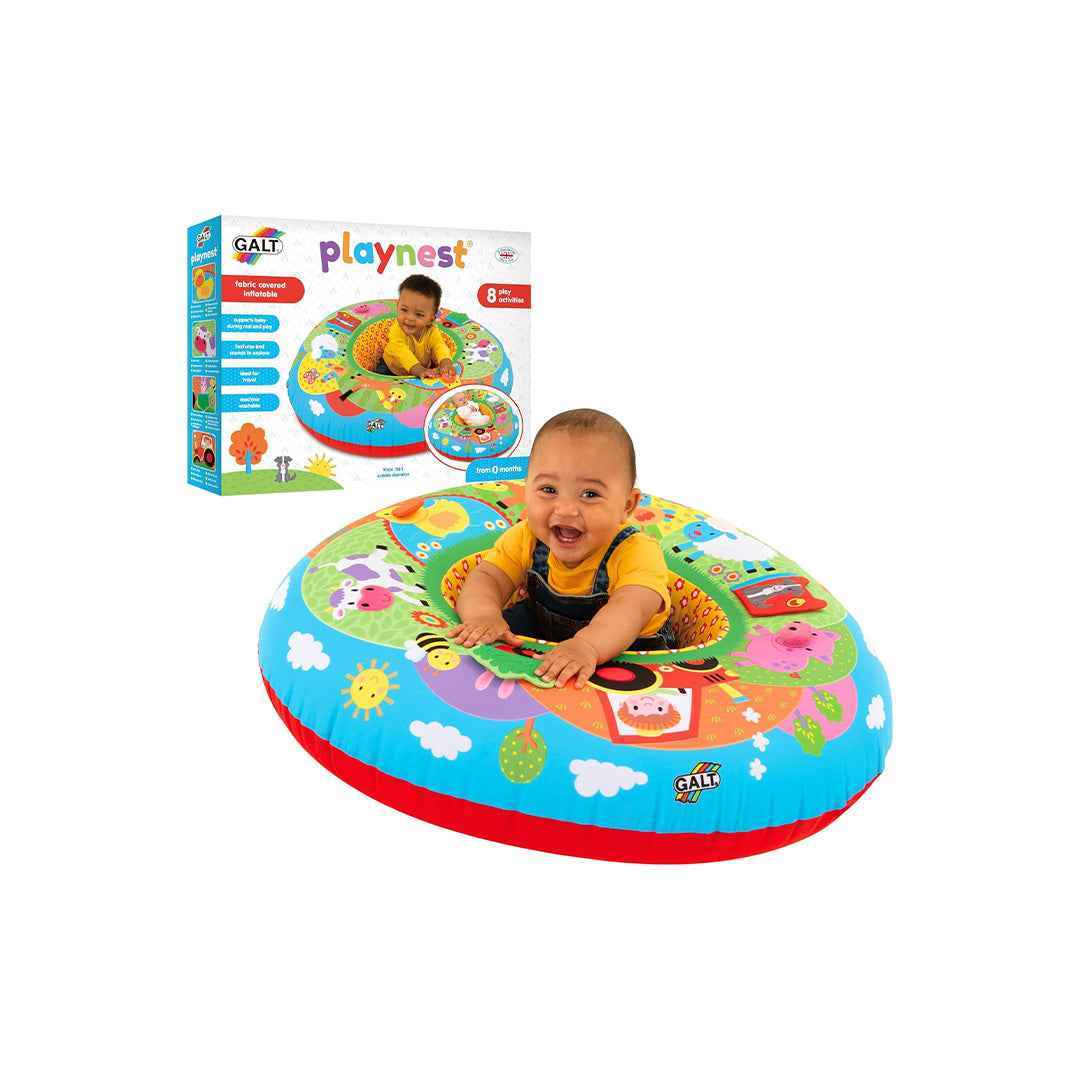 Galt Toys Playnest Farm inflatable triangular floor seat with 8 multi-sensory farm activities