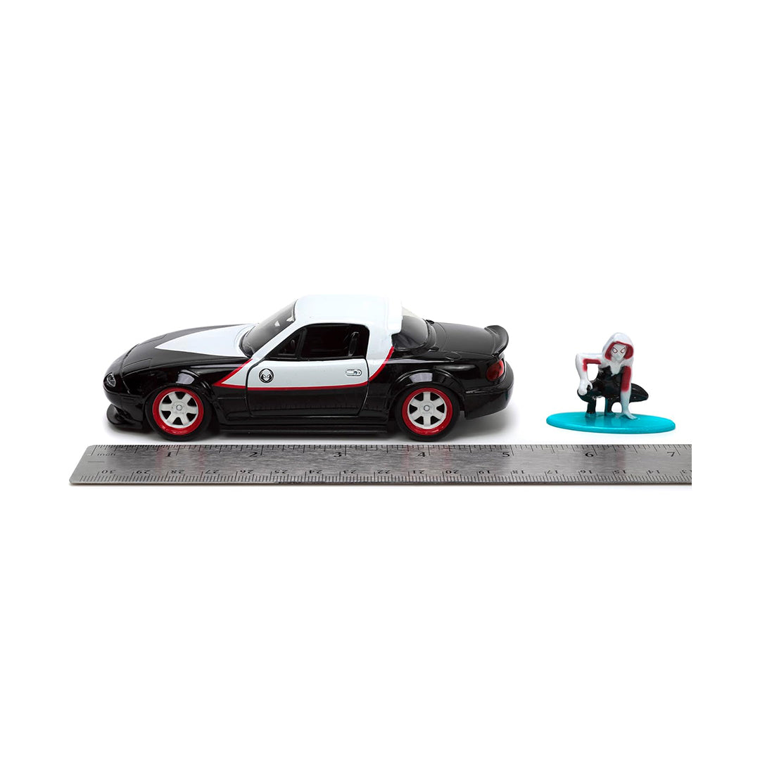 Marvel Ghost Spider Mazda Miata - Diecast Model Car with Figure - Toyspry