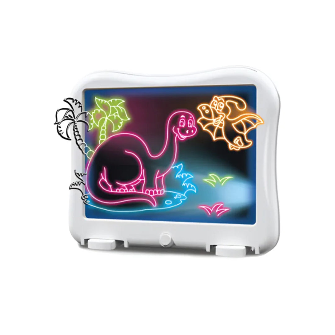 Glowboard in action, displaying a vibrant, illuminated drawing.