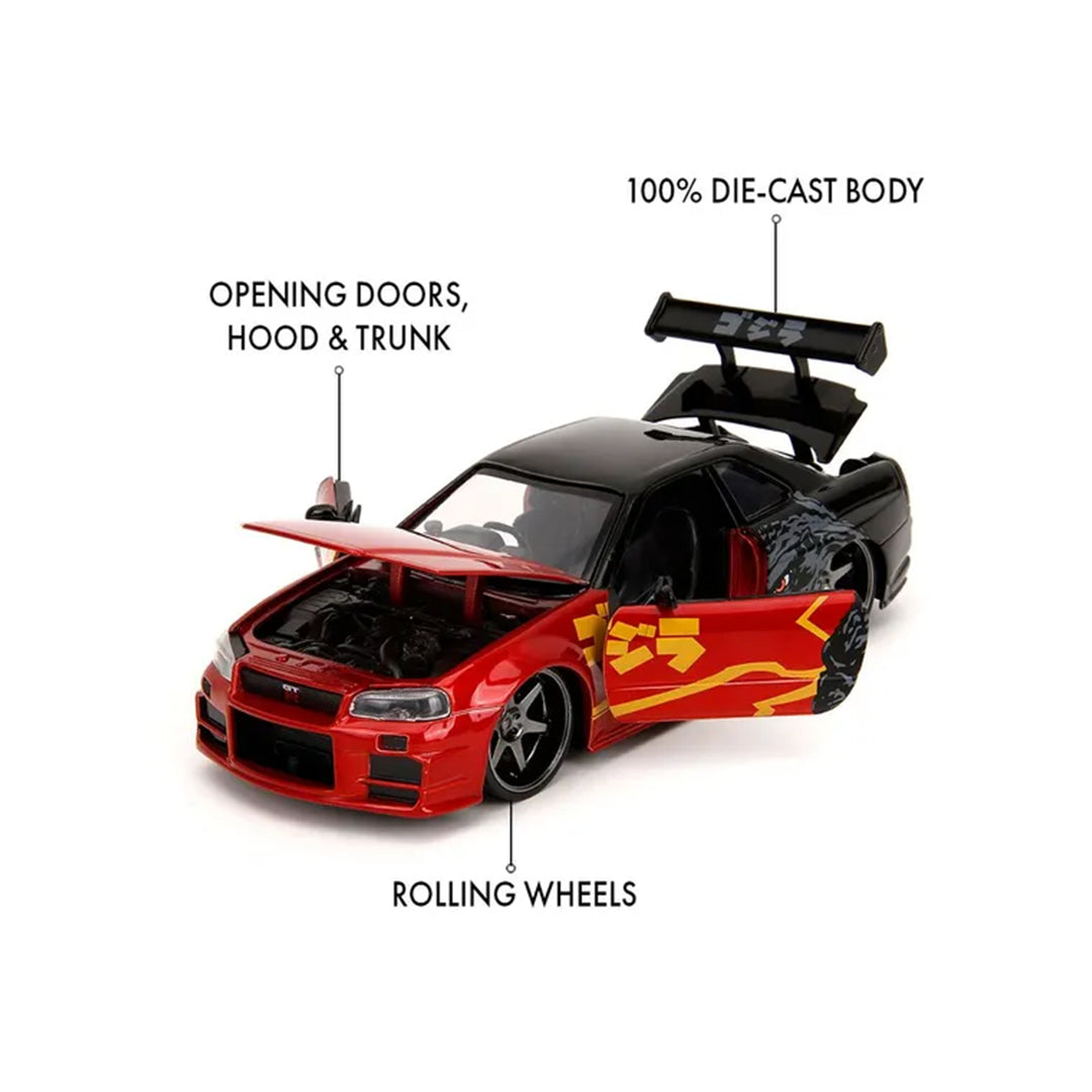 Godzilla 2002 Nissan Skyline GT-R - 1:24 Diecast Model Car - Toyspry