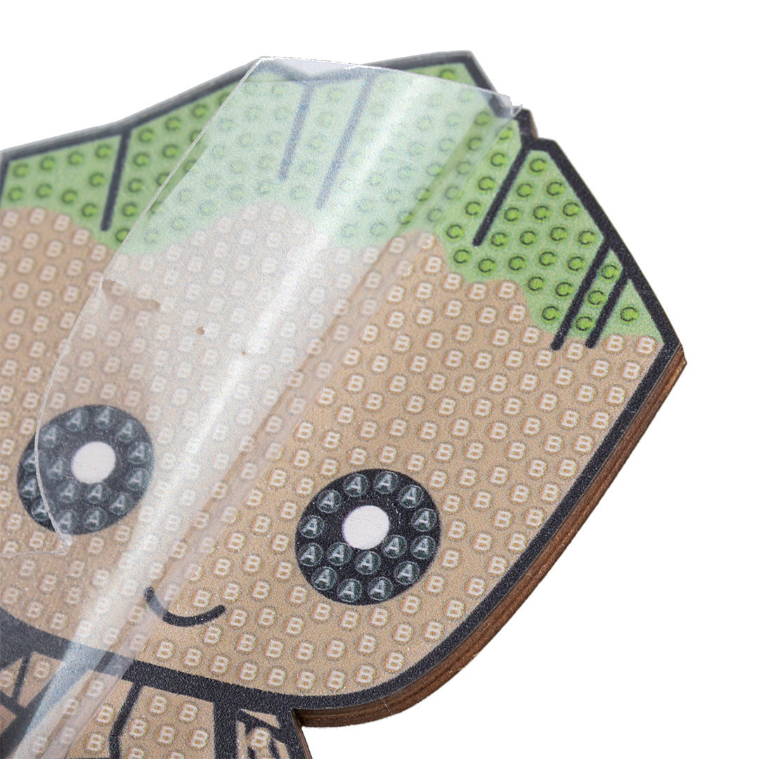Close-up of the finished Groot Crystal Art Buddy