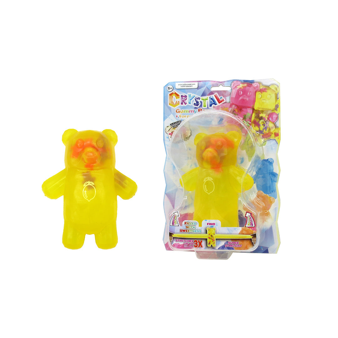 A child using a calming crystal bear squishy for sensory relief in the UAE