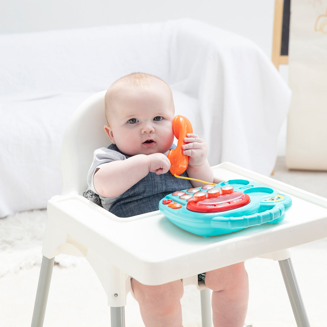 Baby playing with the HapeeCapee Activity Animal Telephone