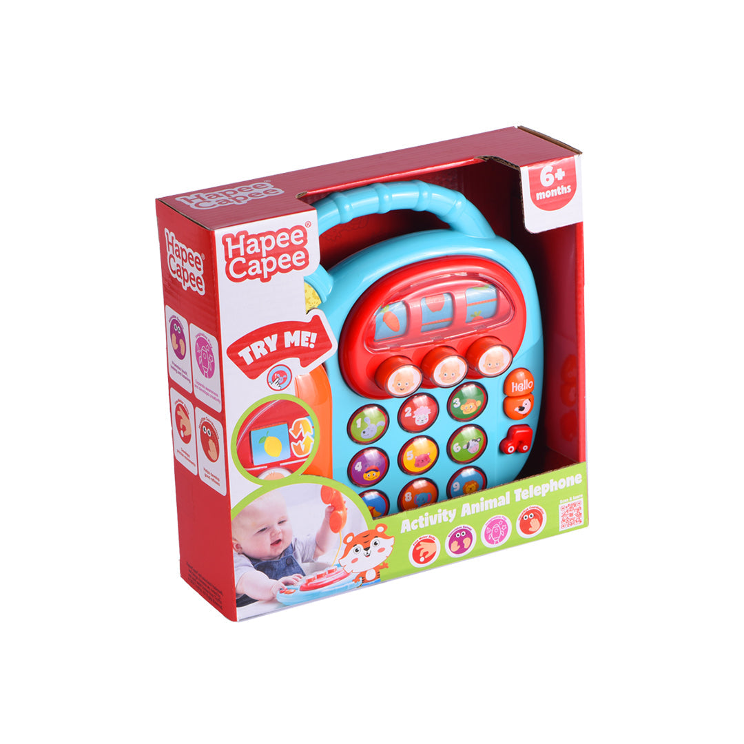 Hapee Capee Activity Animal Telephone - Interactive Musical Baby Toy - Toyspry