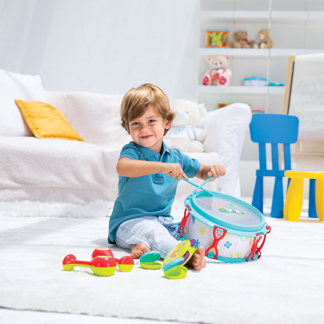 Hapee Capee My 1st Drum Set - Musical Toy with Tambourine & Maracas - Toyspry
