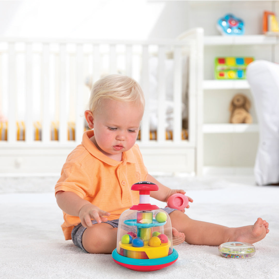 Hapee Capee Beetle Spin Top - Interactive Baby Toy with Spinning Balls