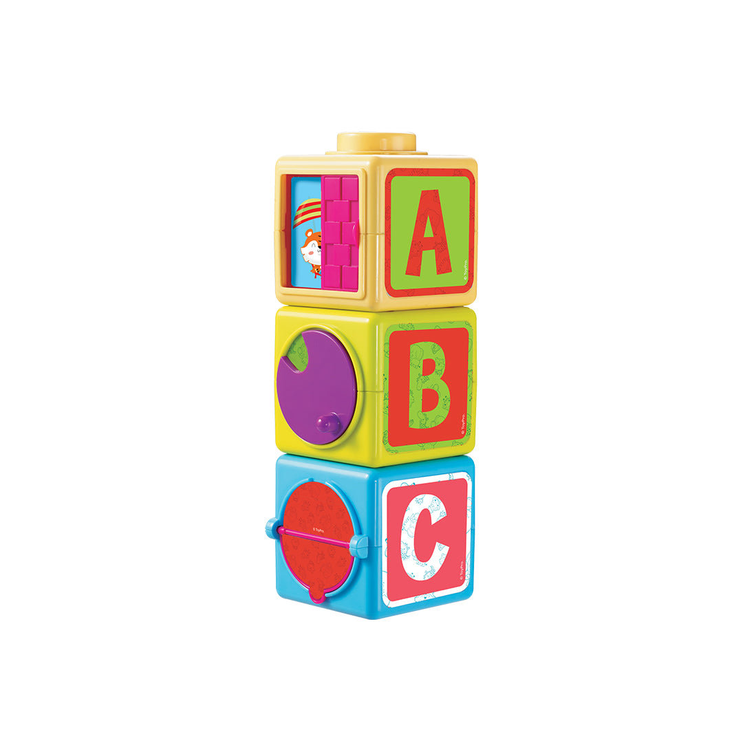 Close-up of the colorful Stacking Blocks