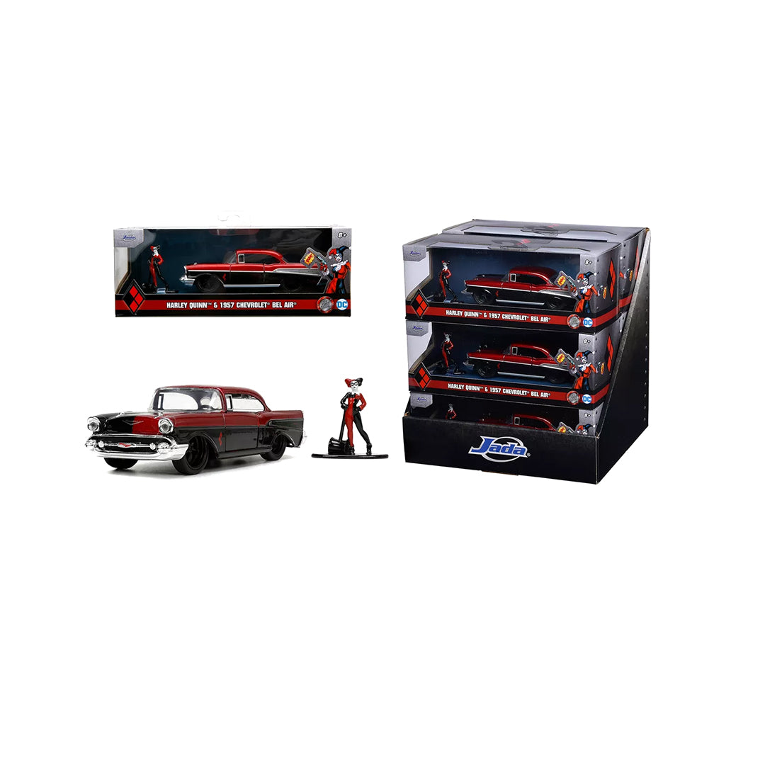 Harley Quinn 1957 Chevy Bel Air - Diecast Model Car with Figure - Toyspry