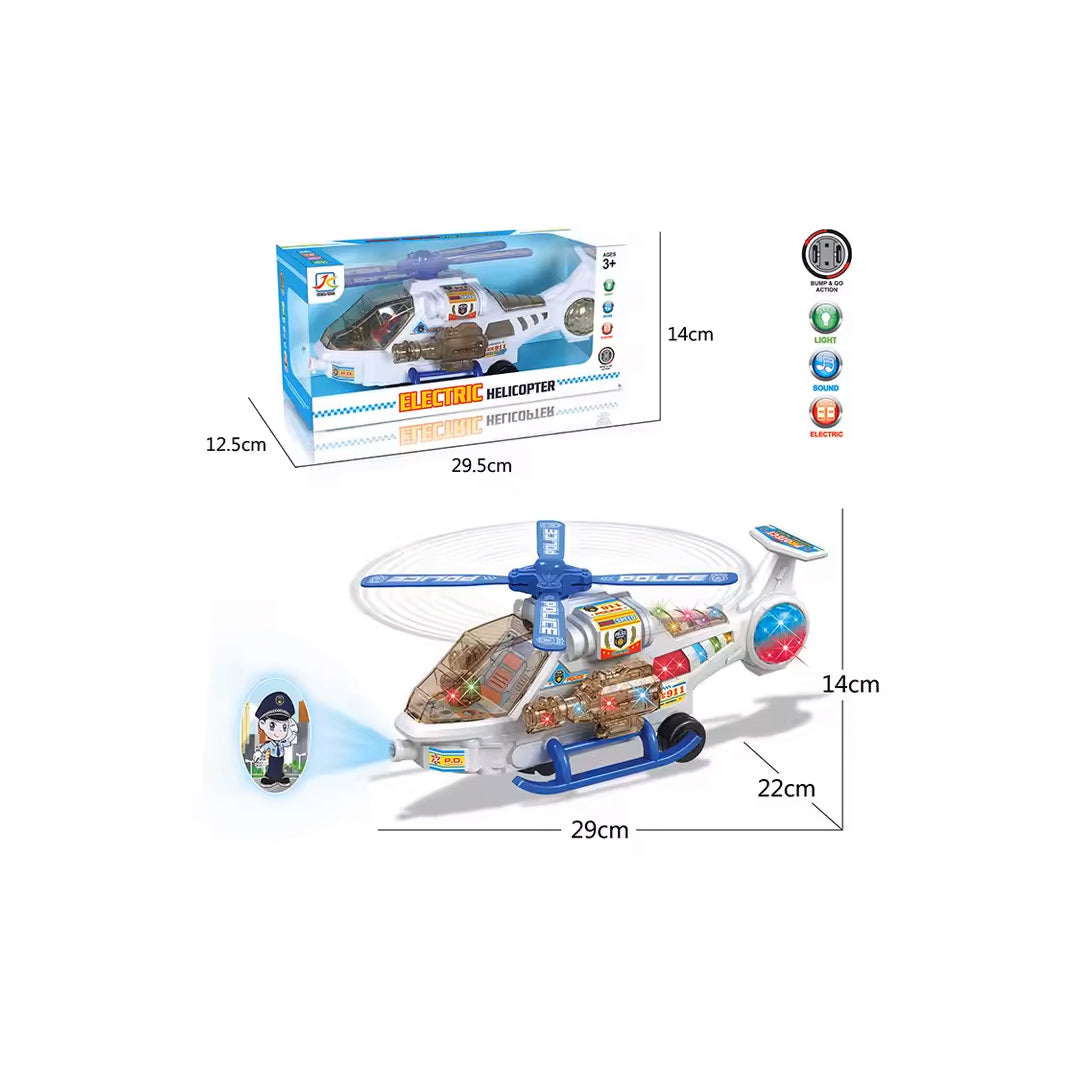 Electric Helicopter Toy with Transparent Gears - Toyspry