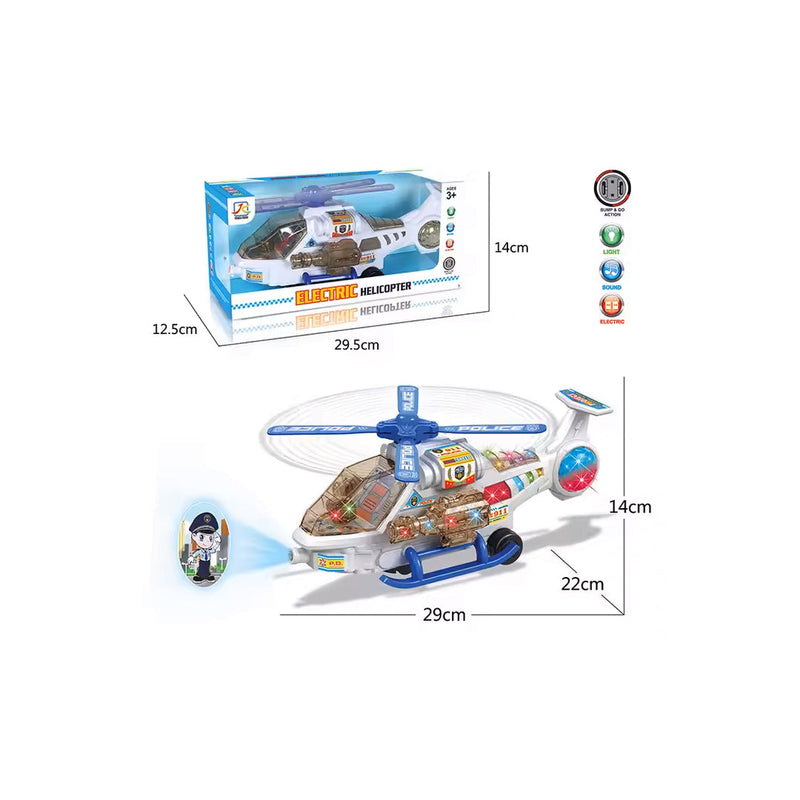 Electric Helicopter Toy with Transparent Gears
