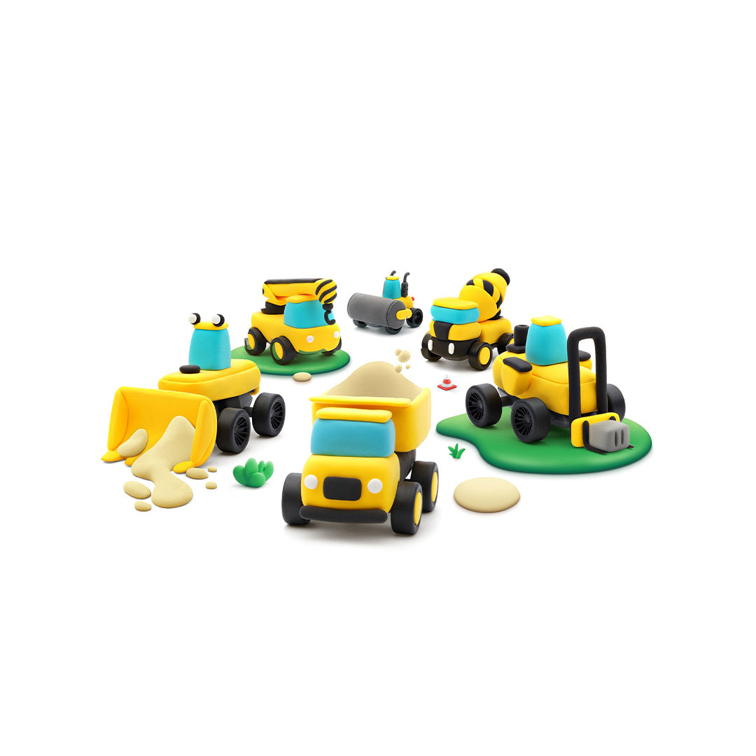 Hey Clay Construction Vehicles - Kids Air-Dry Clay Craft Kit - Toyspry