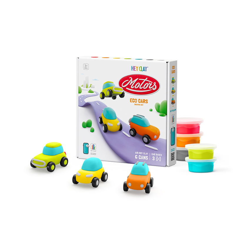 Hey Clay Eco Cars - Kids Air-Dry Modeling Clay Kit
