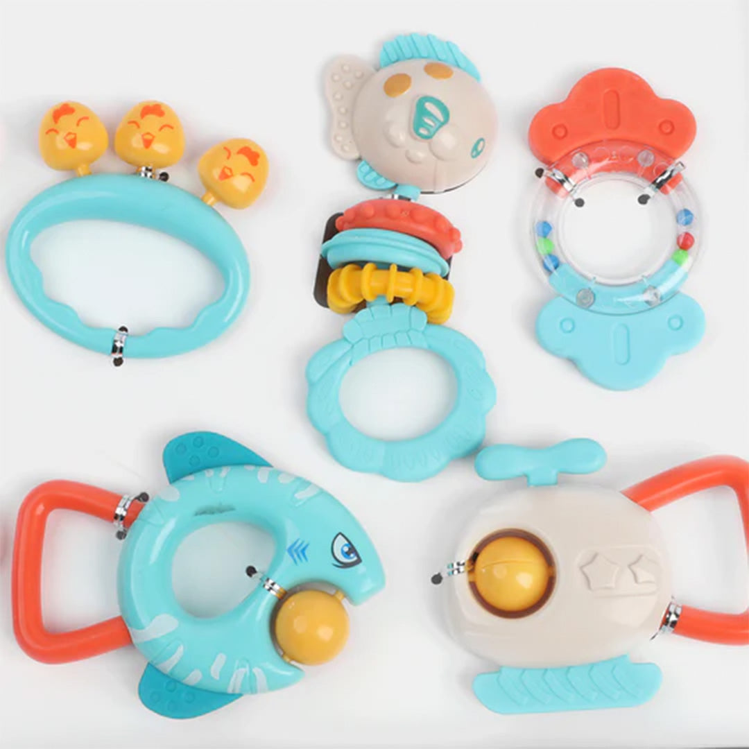 Huanger 7-Piece Baby Rattles & Teether Set - Infant Sensory Toy - Toyspry