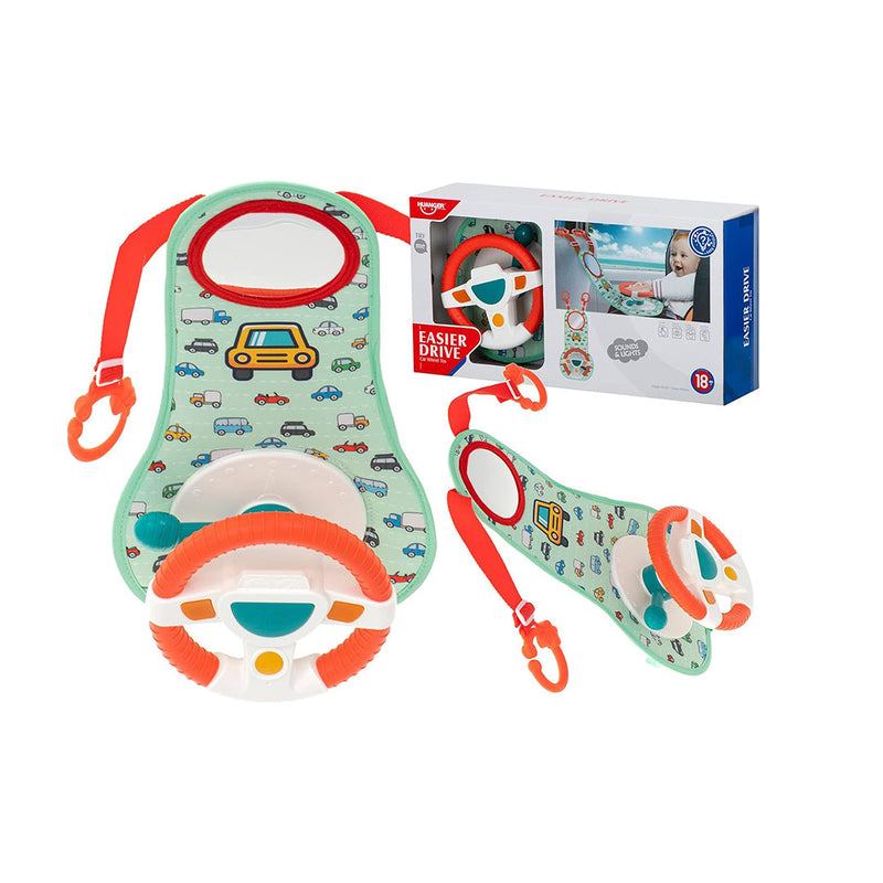Huanger Interactive Car Steering Wheel - Baby Toy with Sounds & Mirror
