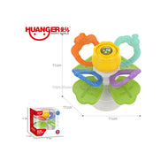 Huanger Soft Sensory Baby Ball Rattle: BPA Free Teether  Hand Rotate Flower Toy