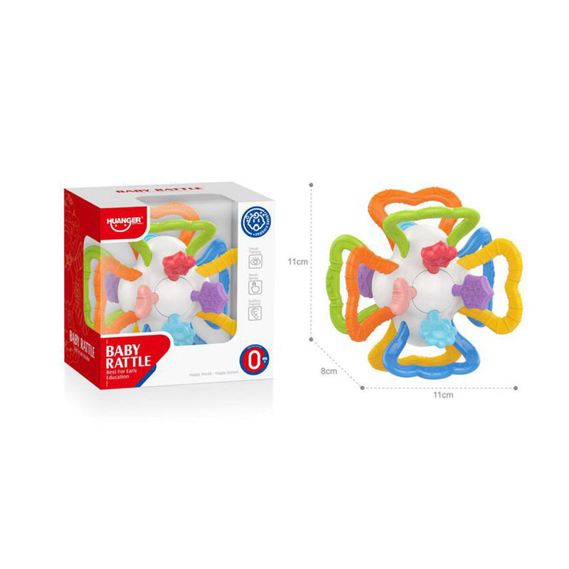 Huanger Soft Teether Ball Rattle - BPA-Free Sensory Baby Toy