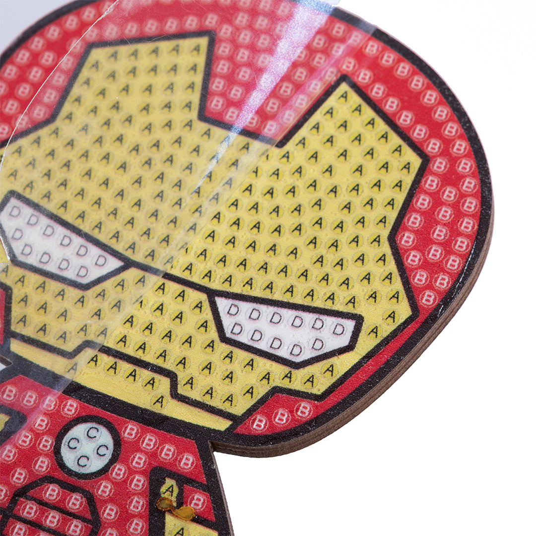 Close-up of the finished Iron Man Crystal Art Buddy