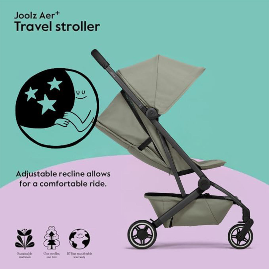 Joolz Aer+ Stroller & Carrycot Bundle - Compact Travel Buggy Set (Forest Green) - Toyspry