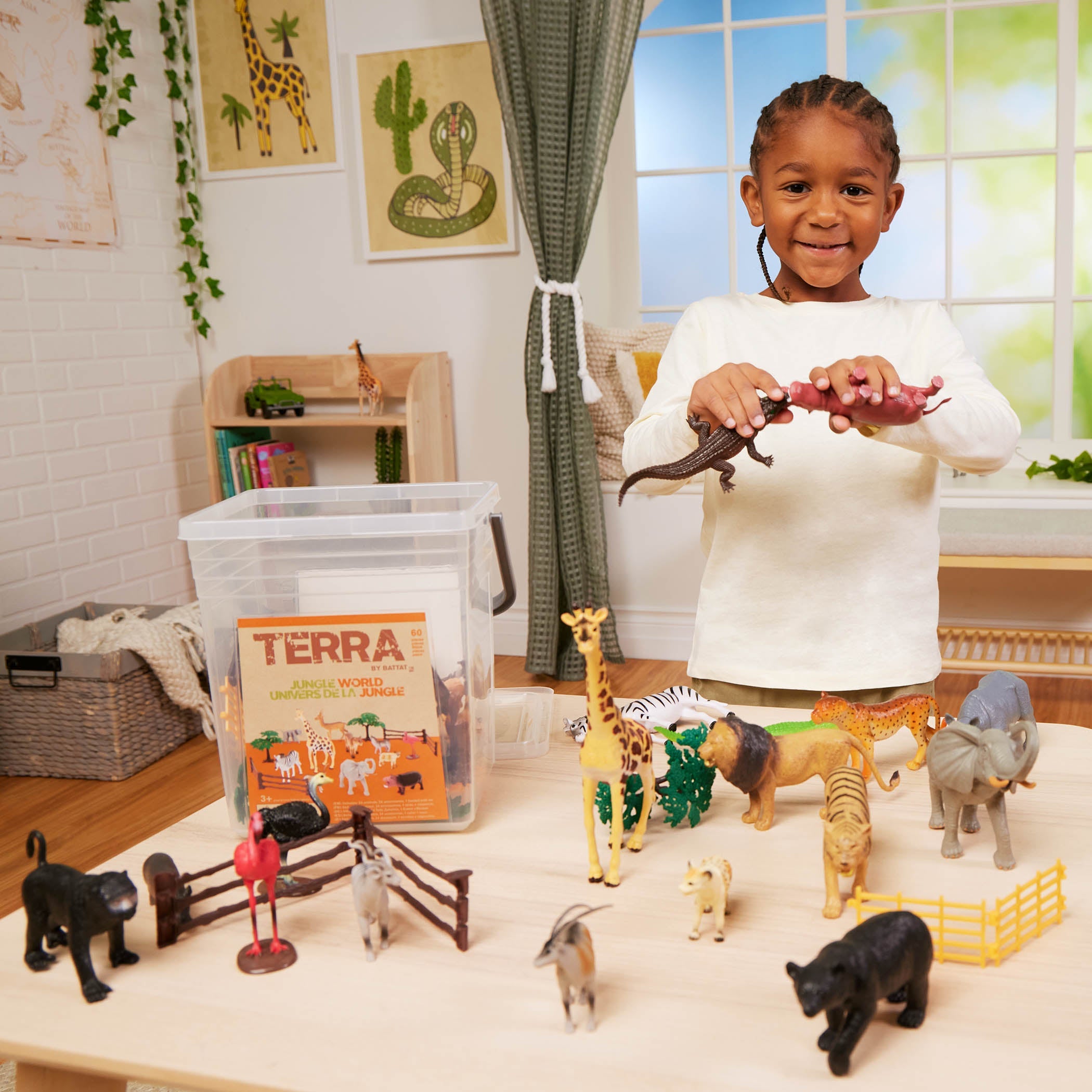 Terra Wild Animals - 60-Piece Miniature Toy Figure Set - Toyspry