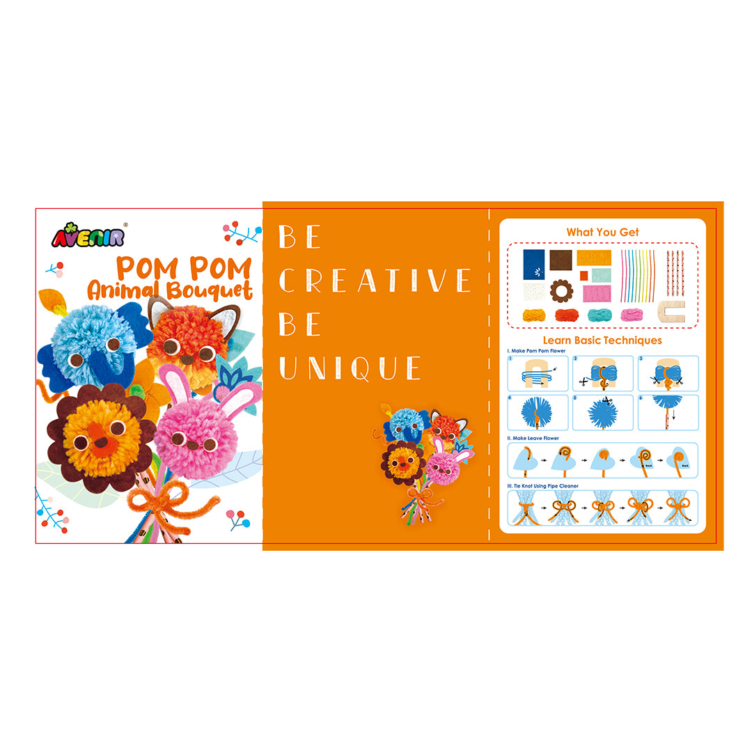 Avenir Animal-Themed Pom Pom Bouquet Craft Kit