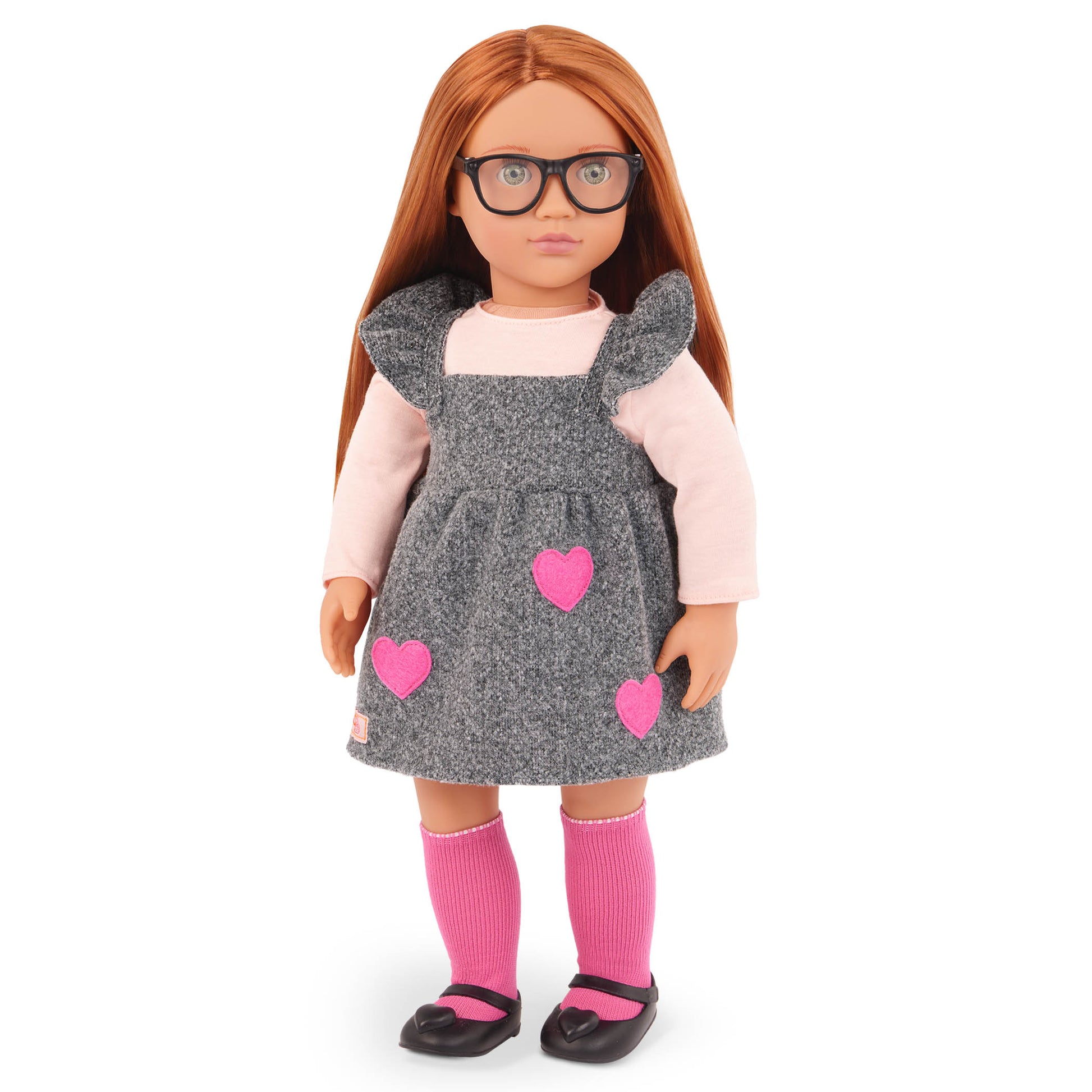 Our Generation Kelly Doll - 18-inch Fashion Doll with School Dress and Heart Patches