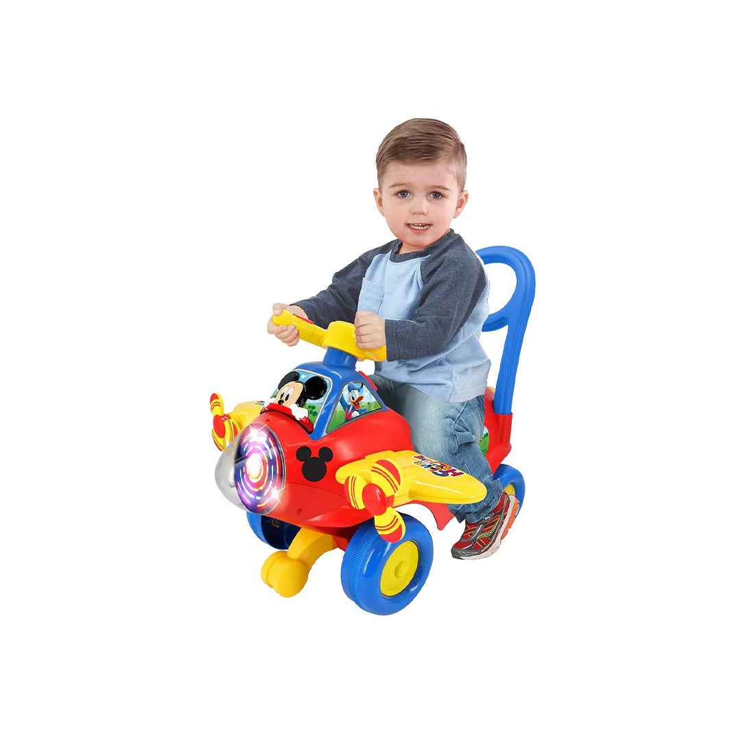 Kiddieland Mickey Mouse Spinning Lights Activity Plane Ride On Car