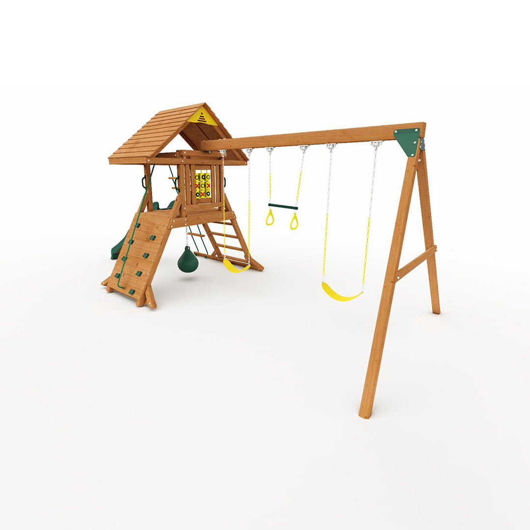 Kiddoro Hill Top Heights - Wooden Garden Swing & Slide Playset - Toyspry
