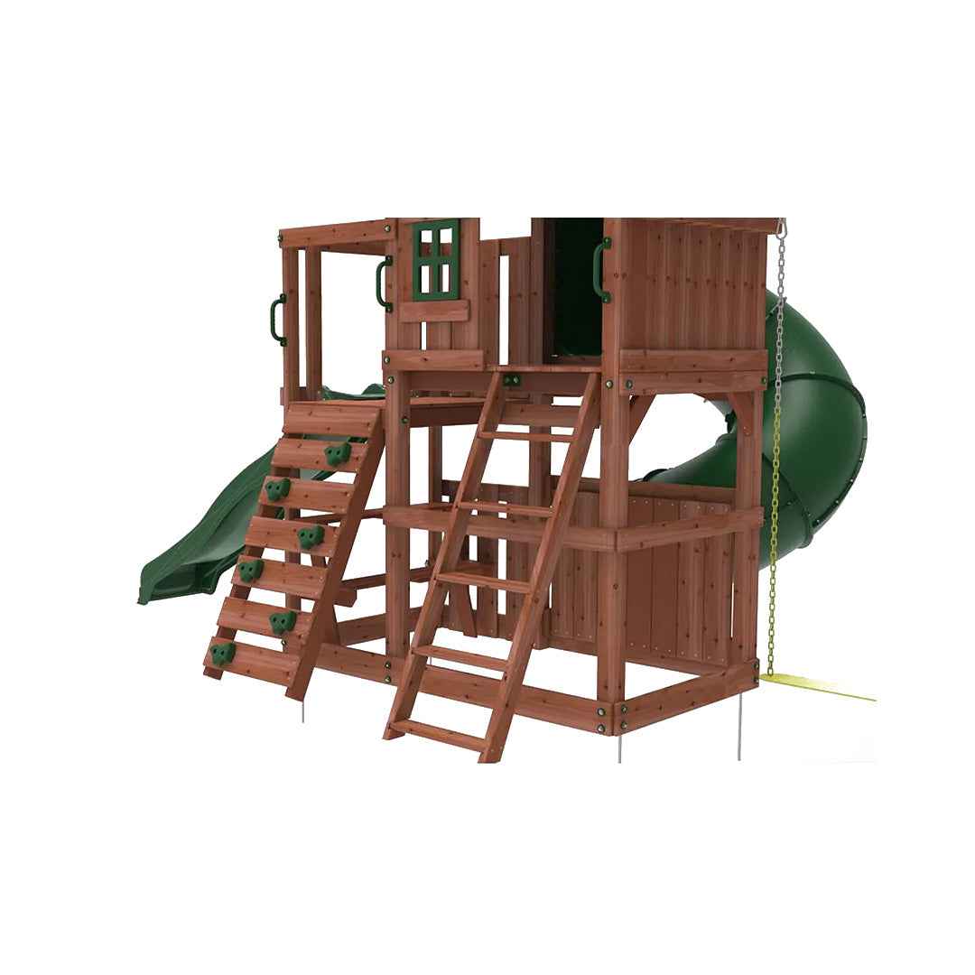 Kiddoro Little Heroes - Swing Set with Dual & Enclosed Tube Slides - Toyspry