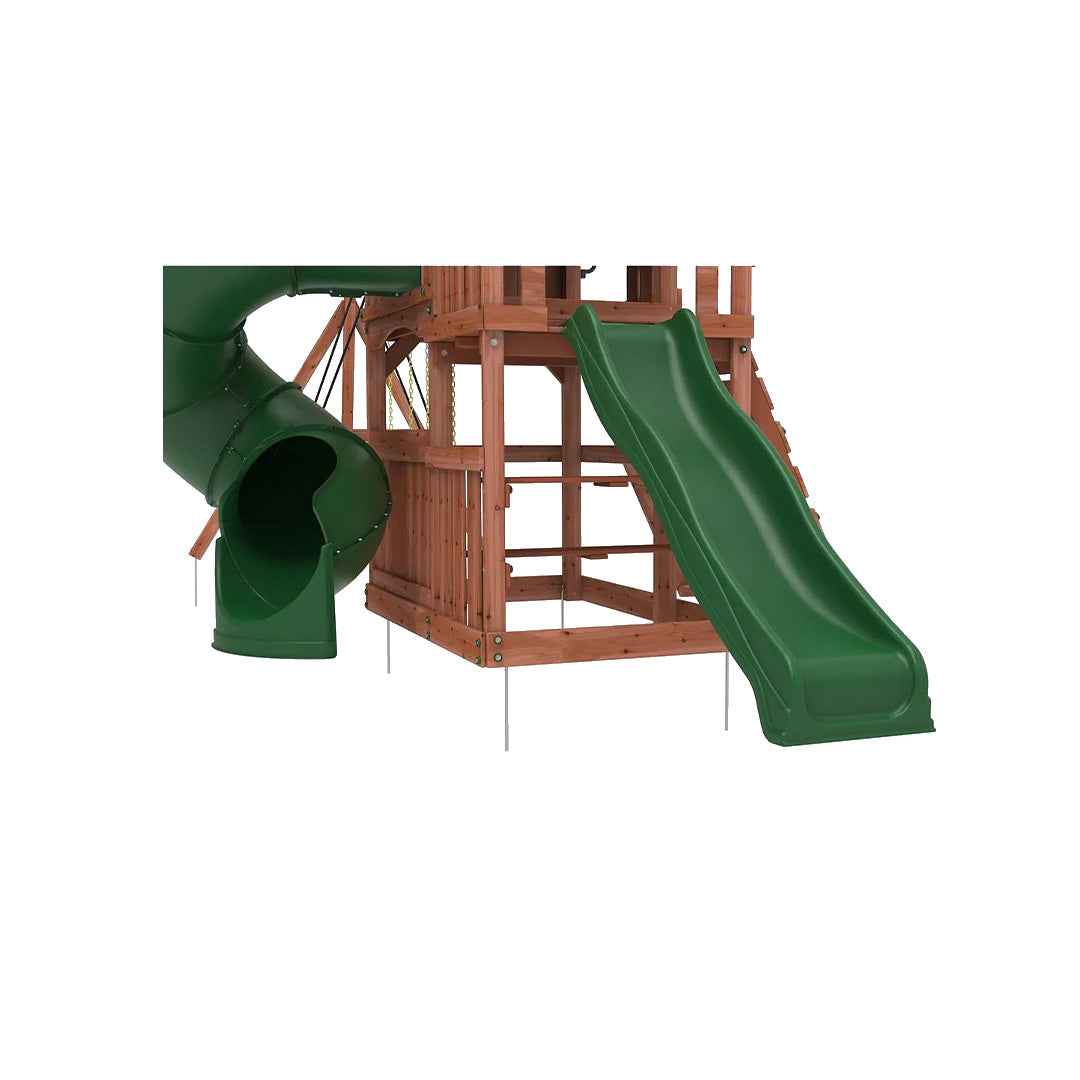 Kiddoro Little Heroes - Swing Set with Dual & Enclosed Tube Slides - Toyspry