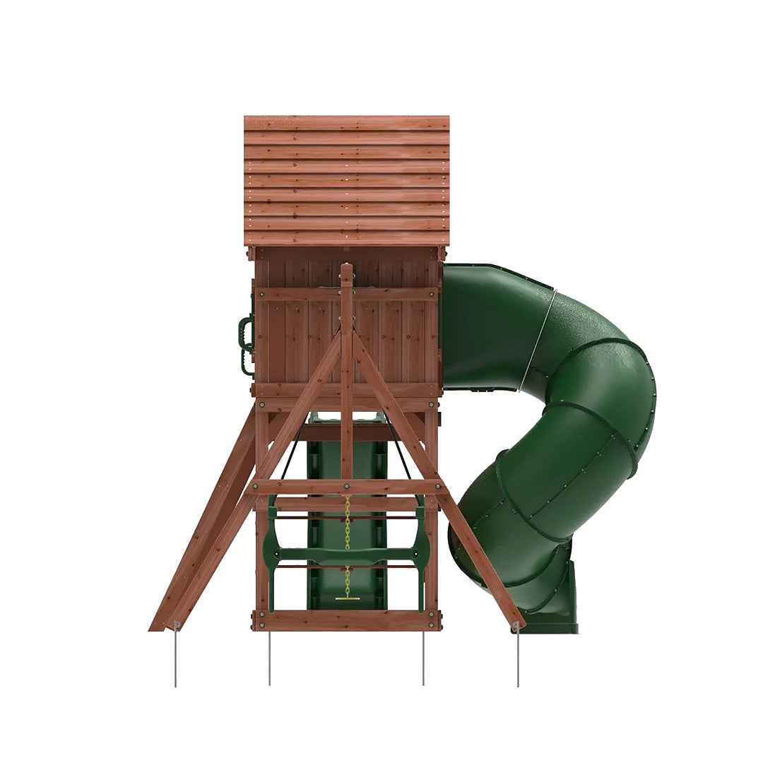 Kiddoro Little Heroes - Swing Set with Dual & Enclosed Tube Slides - Toyspry