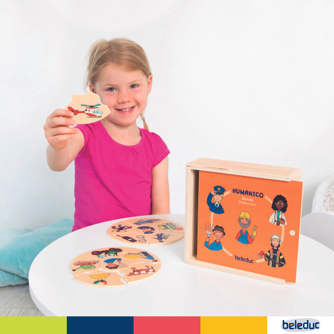 Beleduc Humanico Matching Puzzle Professions wooden board game for kids toys UAE.
