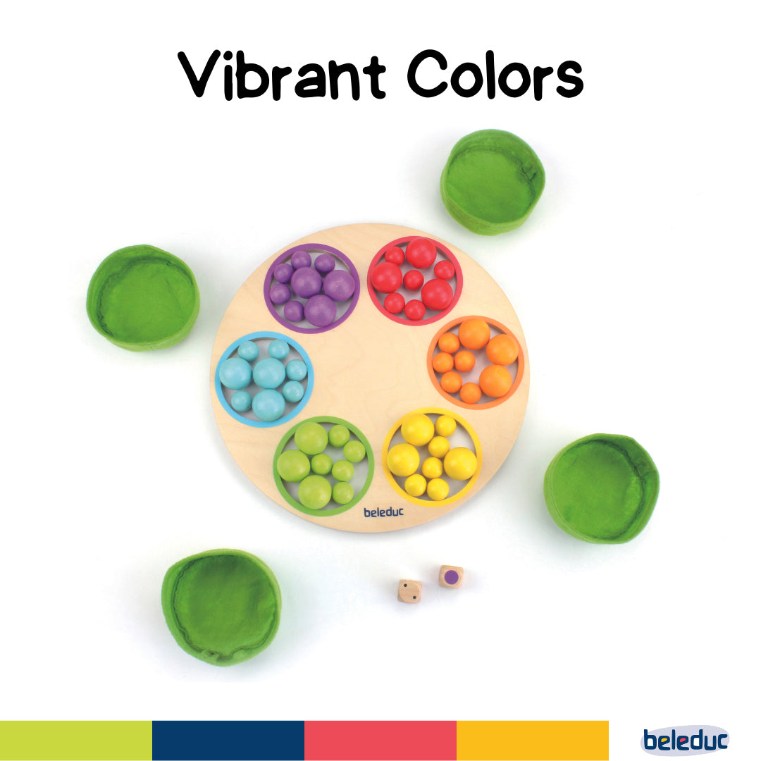 Beleduc Marbelino Sorting Game wooden board with marbles for kids toys UAE.
