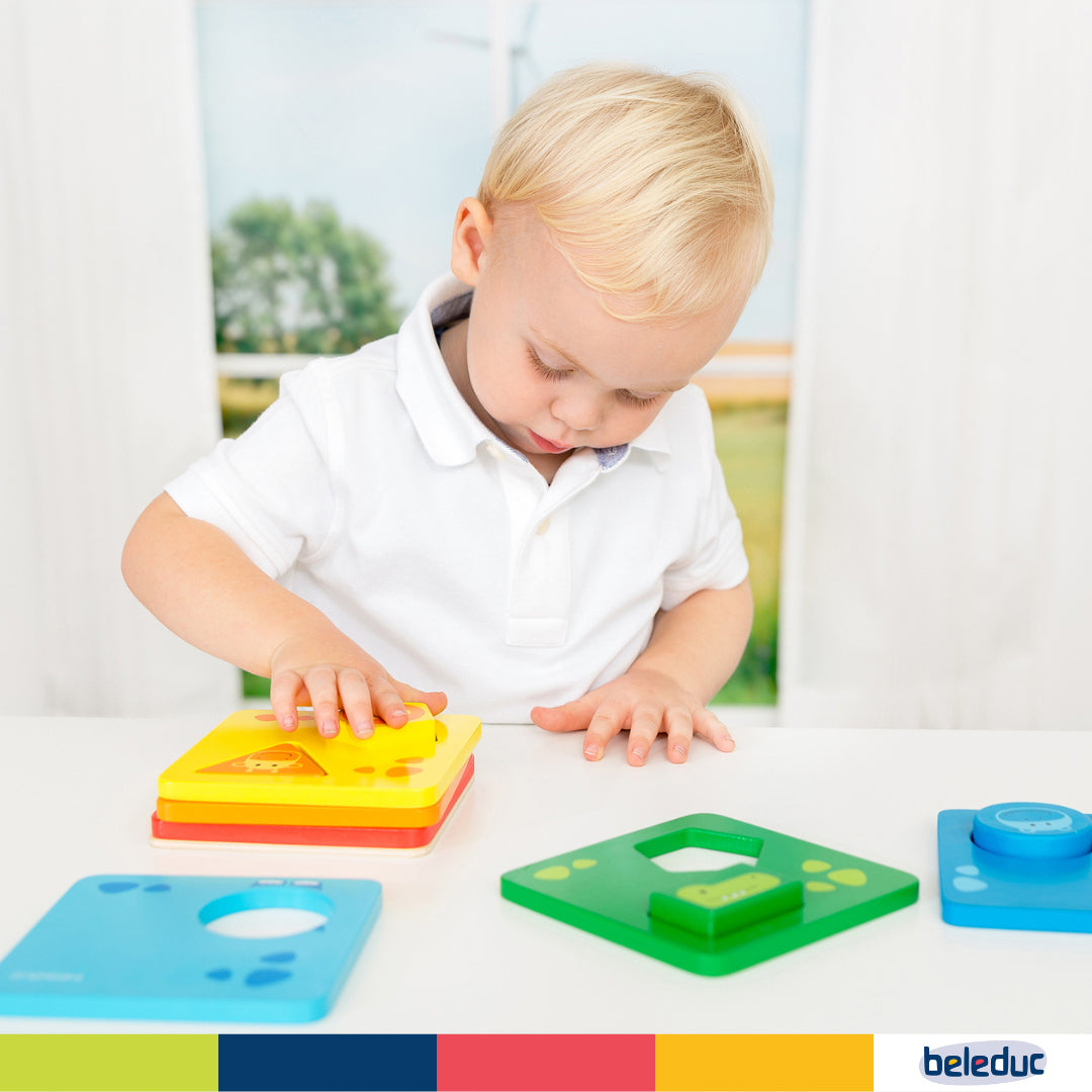 Preschool color-matching animal stacking blocks for structural activity toys.
