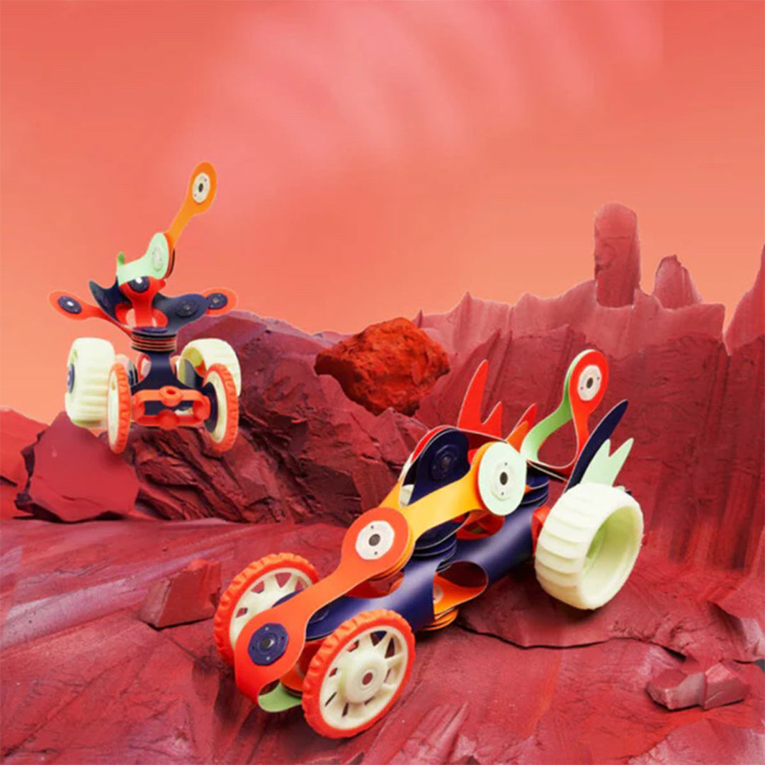 Clixo Mars Rovers Pack 30-piece glow-in-the-dark flexible magnetic building shapes for kids toys UAE.
