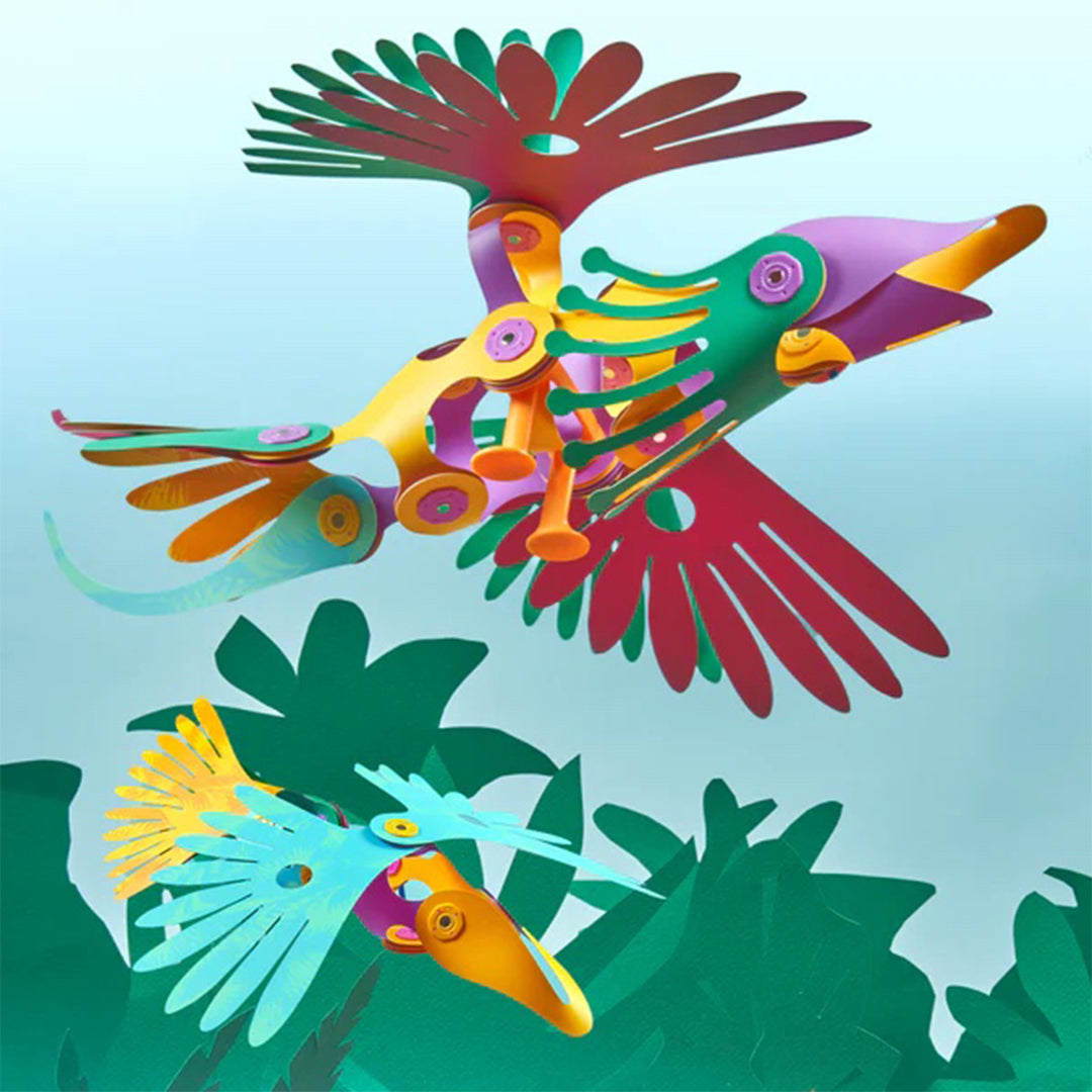 Non-toxic toys flexible modular tropical parrot and toucan construction kit for advanced educational toys UAE.
