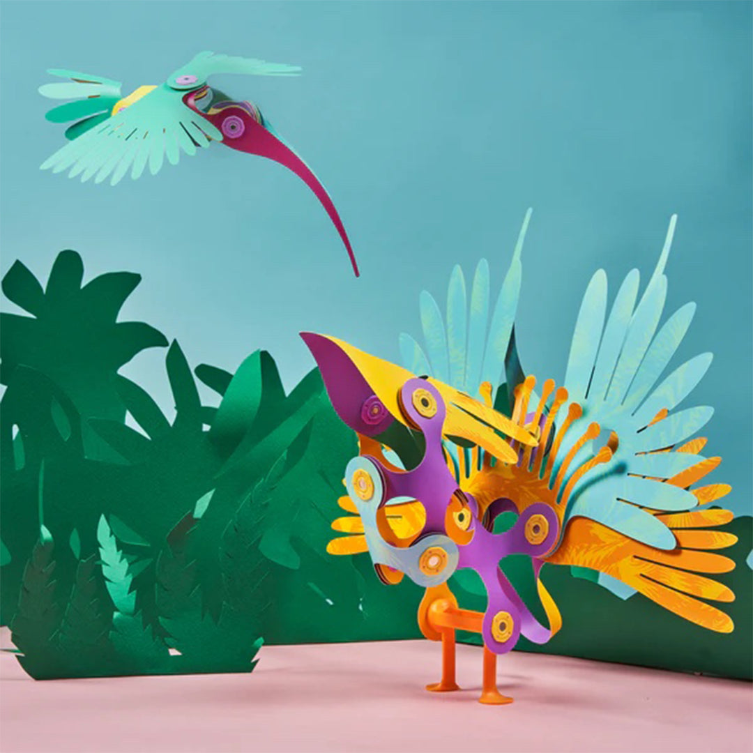 Clixo Tropical Birds Pack 30-piece flexible magnetic building set for kids toys UAE.
