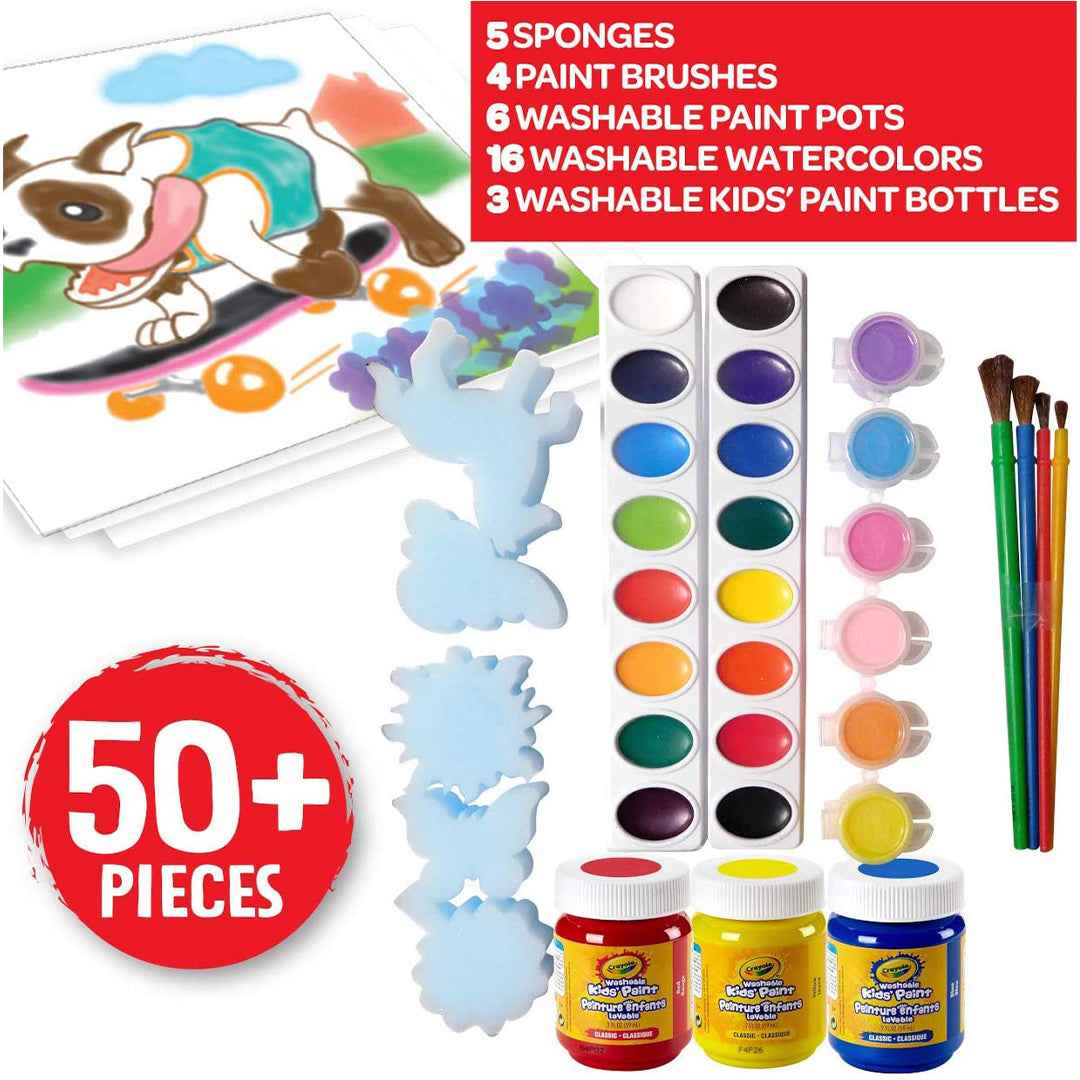 Crayola Washable Brush & Sponge Paint Set | 50+ Piece Art Kit