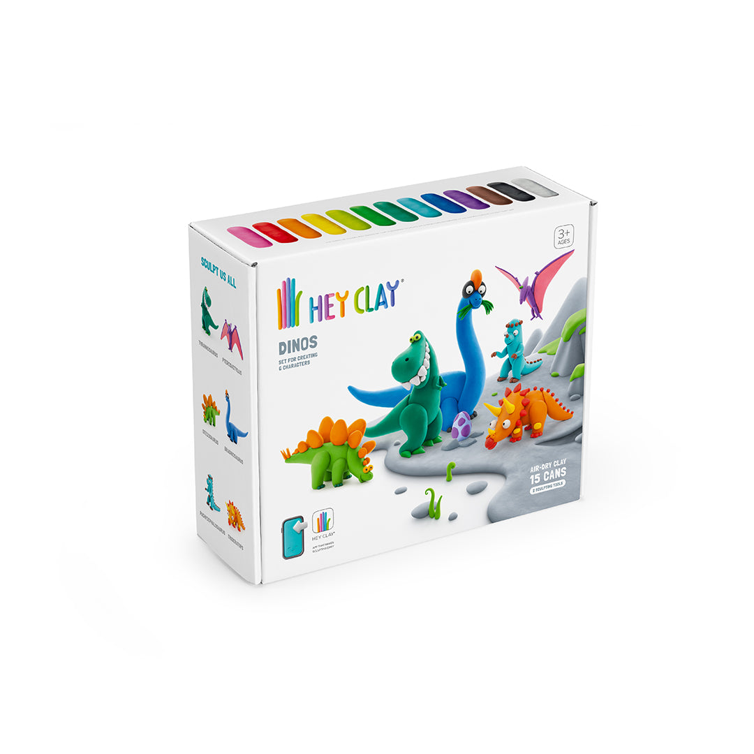 Non-toxic air-dry clay dinosaur figures for physical development.
