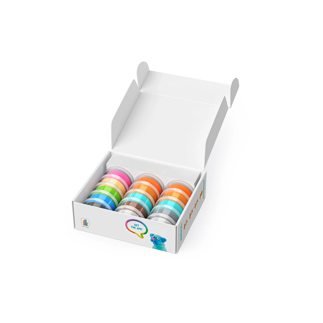 Interactive Hey Clay app and modeling kit for screen-free play and fun.