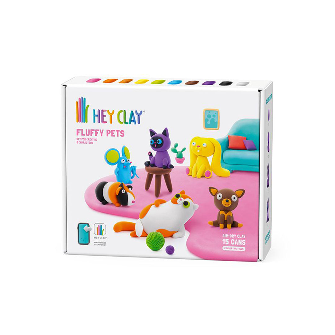 Hey Clay Fluffy Pets - Interactive Air-Dry Modeling Clay Set - Toyspry