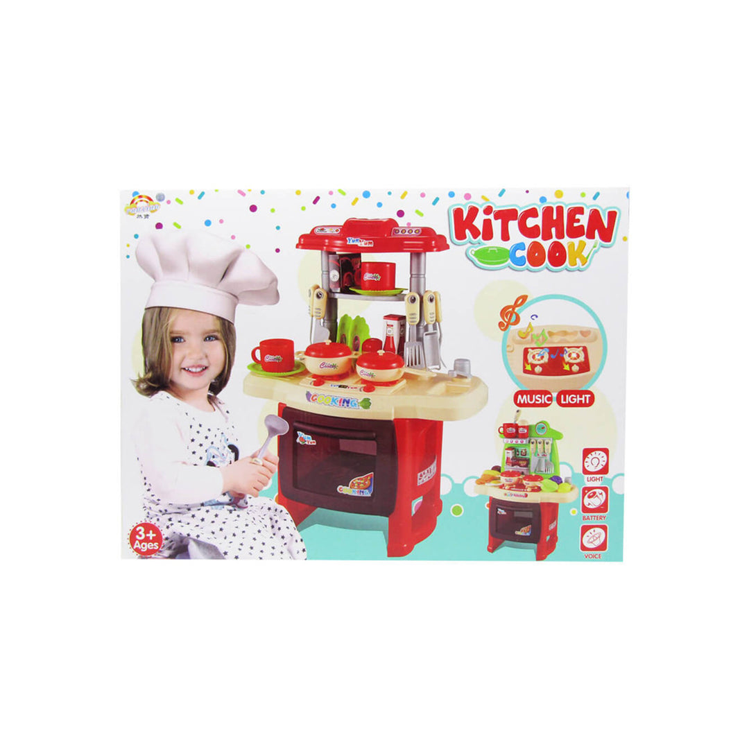 Kids Kitchen Play Set with Water Sound & Light Effects - 35 Piece Cooking Set