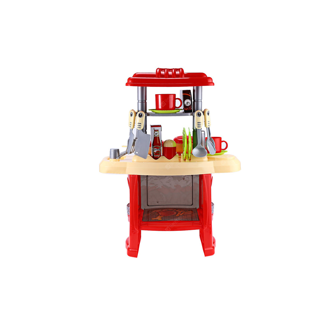 Kids Kitchen Play Set with Water Sound & Light Effects - 35 Piece Cooking Set