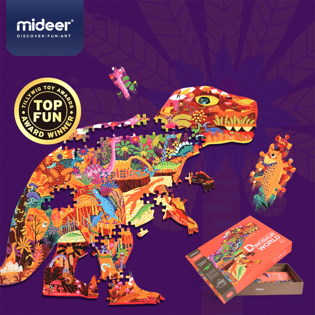 Preschool multi-level dinosaur species tracking and color recognition sets for creative activity toys.

