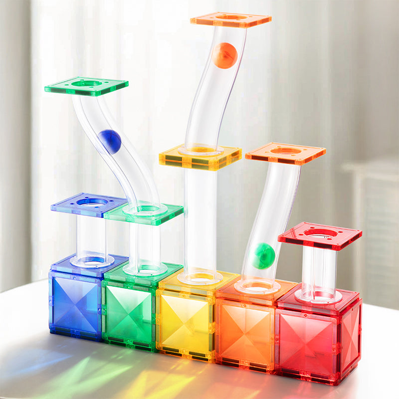 Child building with MiDeer magnetic marble run premium kids toys UAE
