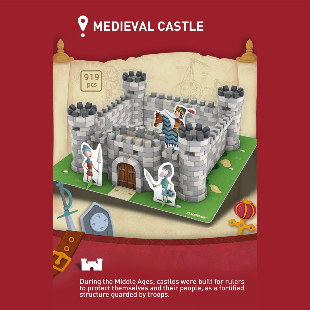 Mideer Master Builder Knight Castle 919-Piece Brick Construction Set