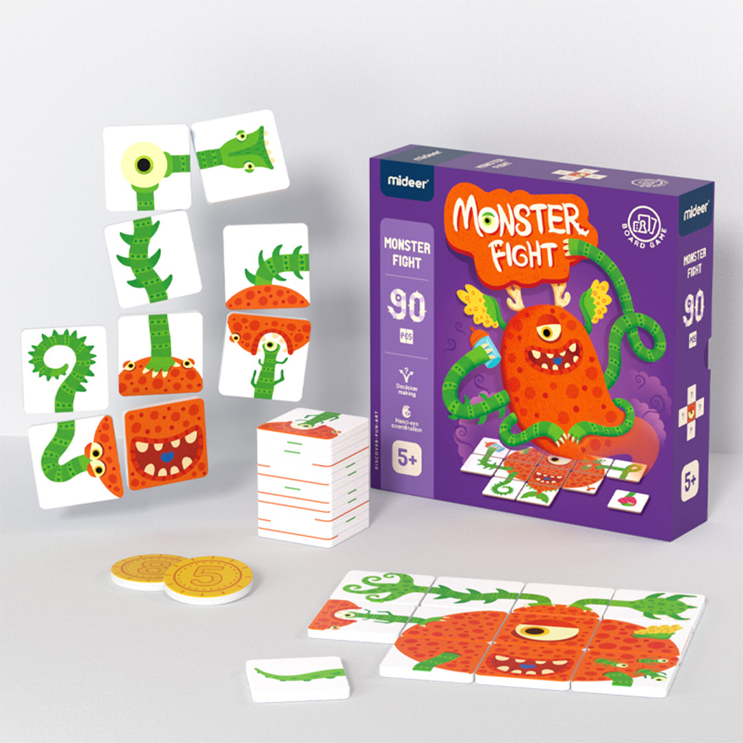 Mideer Monster Fight Board Game quick puzzle pieces layout for premium kids toys UAE.
