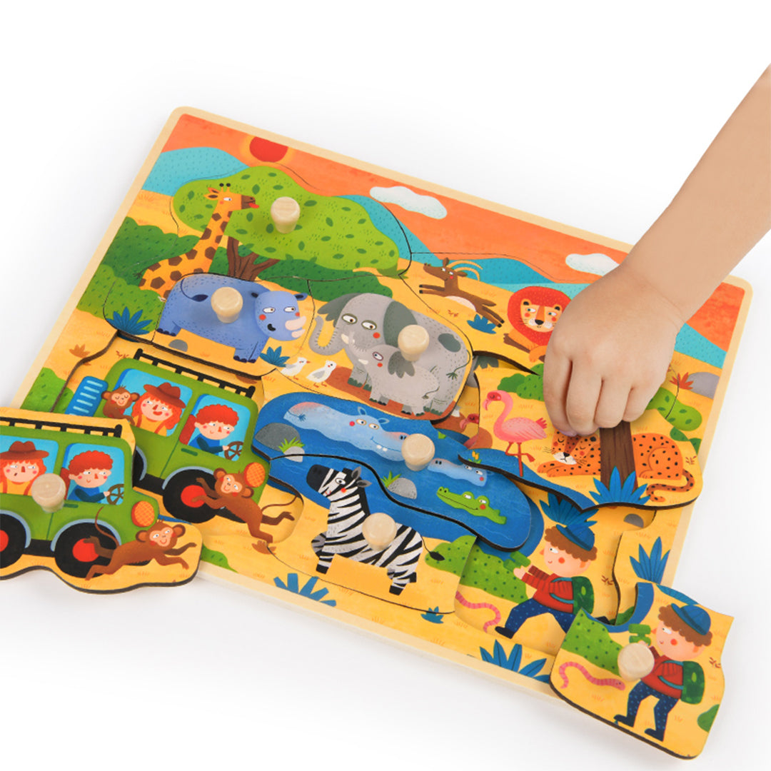 Mideer Wild Animal Discovery Puzzle wooden peg board game for kids toys UAE.
