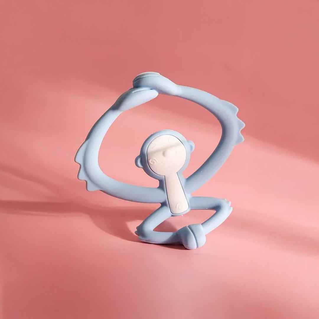 Mombella Hugging Monkey Silicone Teether Toy - Light Blue - Toyspry